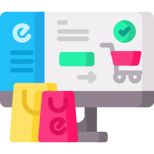 Ecommerce website design icon with online store