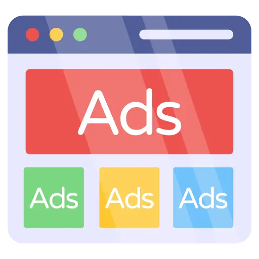 Illustration showing Google Ads interface for advertising campaigns